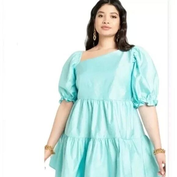 New! Eloquii Asymmetrical Neckline Trapeze Dress, size 28 - Picture 3 of 16